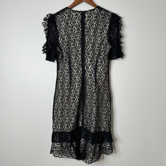 Elliatt Black Venice Lace Puff Sleeve Fitted Ruched Mini Dress - Picture 13 of 13
